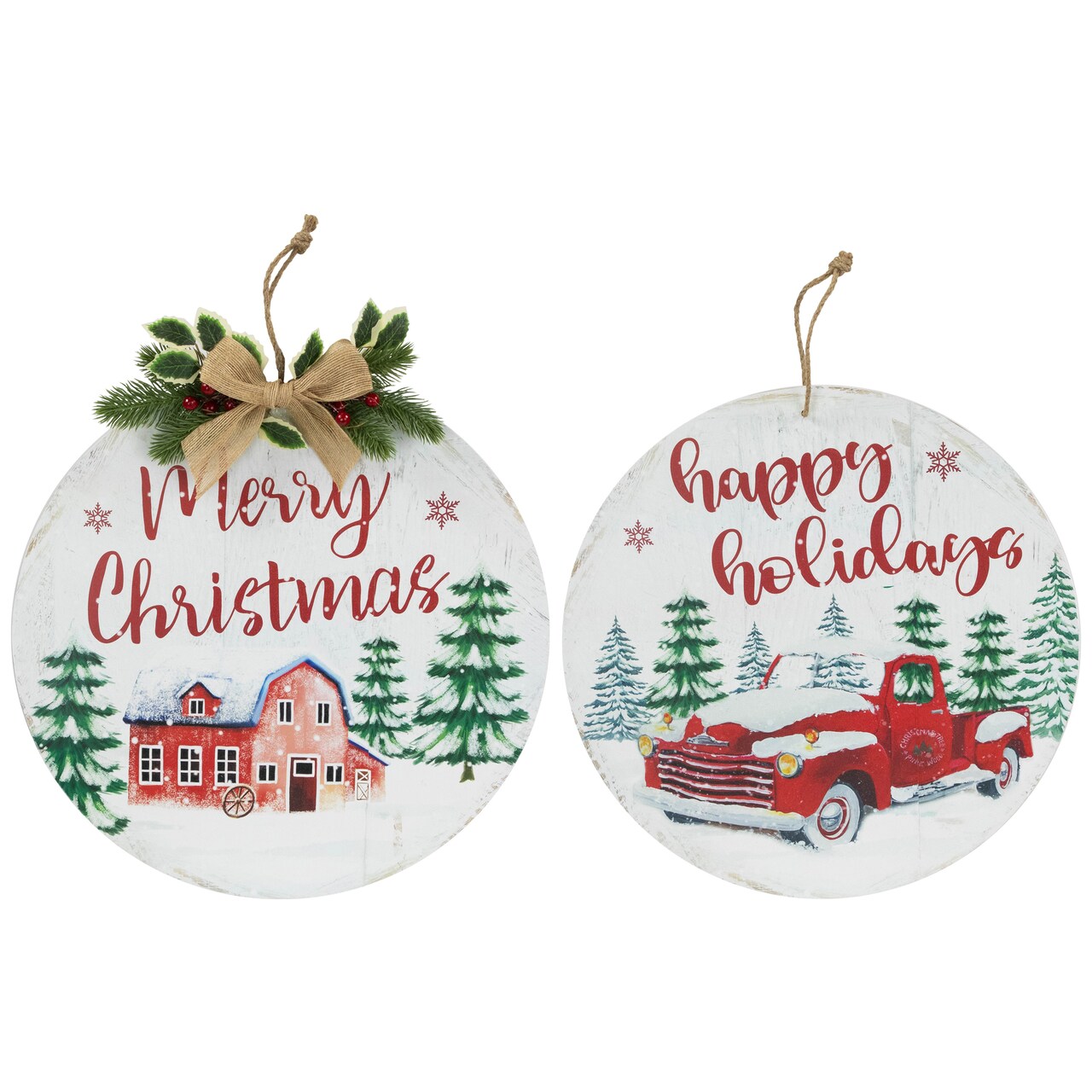 Northlight Merry Christmas and Happy Holidays Wood Wall Signs - 15.75" - Set of 2